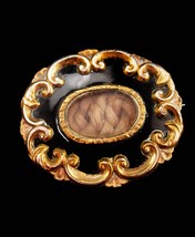 Antique Georgian pinchbeck ENAMEL MOURNING brooch - victorian estate jewelry - b - £259.19 GBP