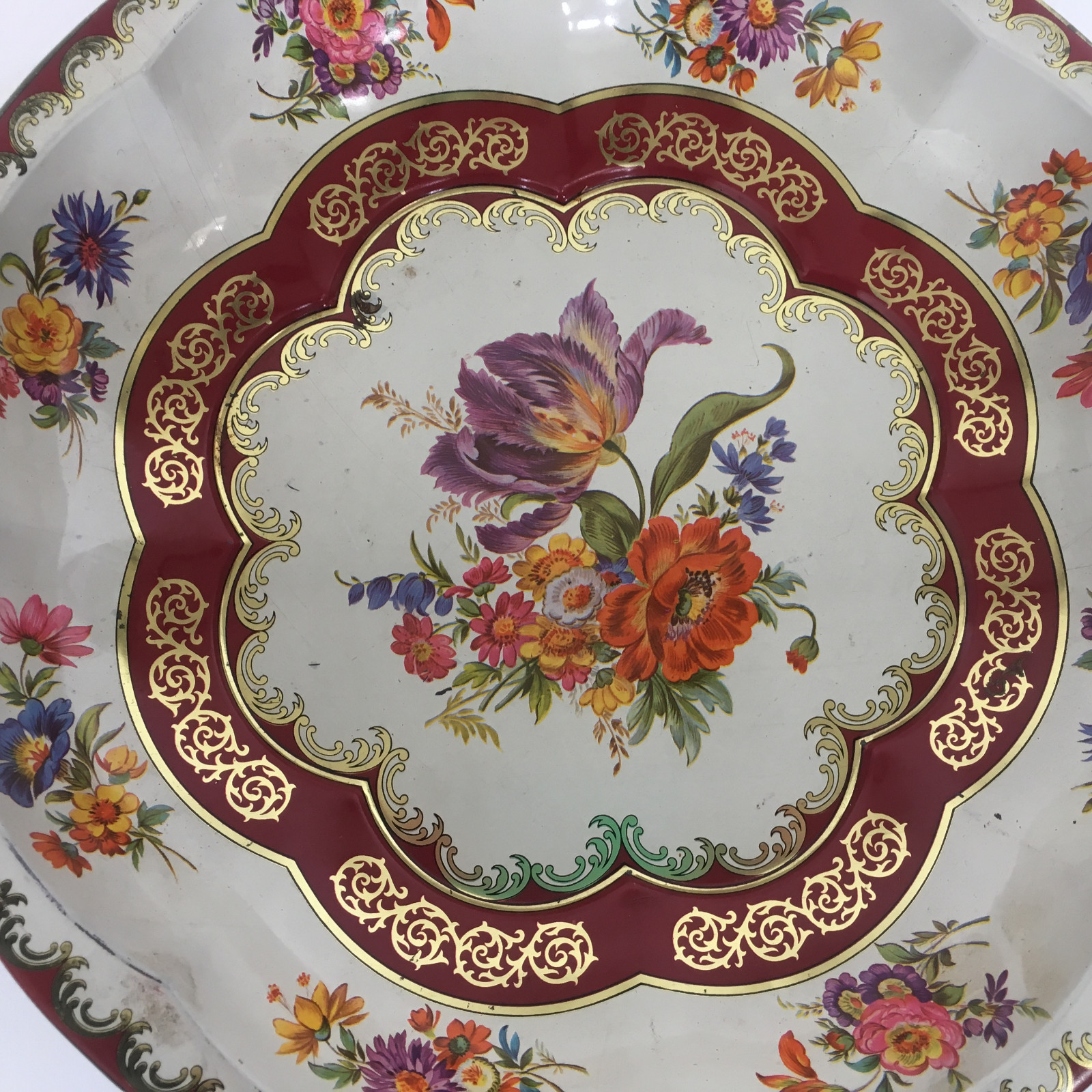 1971 Daher decorated ware floral pattern metal bowl vintage centerpiece decor Item image 2