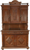 Antique French Carved Panel Doors Renaissance Henry II Oak Buffet Server Hutch - £2,228.67 GBP