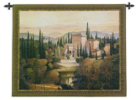 53x44 TUSCANY Villa European Countryside Pond Landscape Tapestry Wall Hanging - $183.15