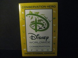 Disney&#39;s Animal Kingdom Conservation Hero 2014 Button Pin Yellow Worldwi... - $3.59