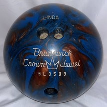 Brunswick Crown Jewel Bowling Ball Blue &amp; Brown Swirl 10lbs 3oz Drilled ... - £30.96 GBP