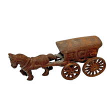 Vintage Cast Iron Metal Horse Drawn Ice Covered Wagon Antique Replica 7 x 3&quot; - £22.37 GBP