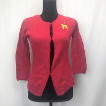 Hillard &amp; Hanson Womens Red Embroidered  Sweater Yellow Dog Logo Front S... - $16.01