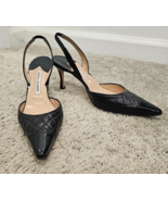 MANOLO BLAHNIK Irie Quilted Patent Leather Cap Toe Slingback - Size 40.5 - £312.72 GBP