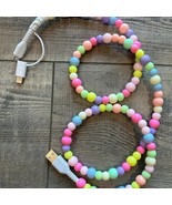 2 in 1 Beaded USB Charger Pastel Rainbow - $19.80