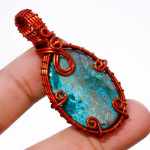 Shattuckite Gemstone Gift Copper Wire Wrapped Pendant Handcrafted 2.20&quot; SA 1618 - £3.98 GBP