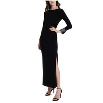 MSK Womens 16 Black Rhinestone Detail Side Slit Long Sleeve Long Dress N... - $68.59