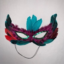 Feather Halloween Mask Mardi Gras Carnival Masquerade Costume Party Colo... - £8.50 GBP