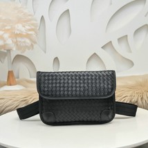 Chest Bag Men Authentic Leather Weave Luxury Brand Design Crossbody Shoulder Bag - £101.07 GBP