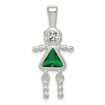 Sterling Silver Rhodium-plated CZ and May Glass Girl Pendant - £32.10 GBP