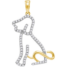 10k Yellow Gold Womens Round Diamond Puppy Dog Doggy Animal Pendant 1/5 Cttw - $240.00