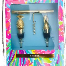 Lilly Pulitzer Wine set opener stopper flamingo pineapple - $901.52 MXN