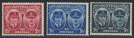 Australia 1945 Very Fine Mnh Stamps Set Scott # 197-199 - £1.13 GBP