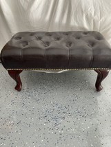 Chesterfield Style Leather Footstool Preowned - £44.11 GBP