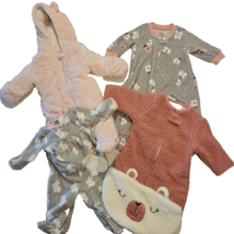 Bunting Layette Lot Baby Girl 0-3 Mos Sleeper Sherpa Fleece Snow Suit Pi... - $36.88 CAD