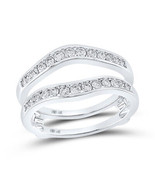 14k White Gold Round Diamond Bridal Wedding Enhancer Band Wrap Ring 1/2 ... - £796.49 GBP