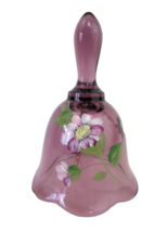 Fenton Art Glass Amethyst Bell Hand Painted Daisies Signed by M. Kibbe  5 1/2&quot; - £27.26 GBP