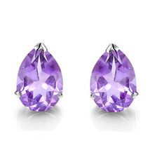 4x6 Pear Amethyst Earrings in Sterling Silver - $666.08 MXN