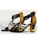 NEW $69 JESSICA SIMPSON COLORBLOCK METAL HEEL STRAPPY ZIP ANKLE SHOES SA... - £31.64 GBP