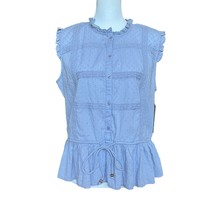 Calligraphie NWT Blue Swiss Dot Lace Sleeveless Peasant Blouse Women’s Size L - £18.36 GBP