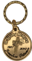 In Loving Memory Engraved Cross Rose Bronze Memorial Keychain Personaliz... - $19.99