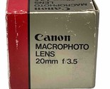 CANON MACRO PHOTO LENS 20mm 3.5 &amp; FD ADAPTER &amp; CASE, ORIGINAL BOX - $186.65