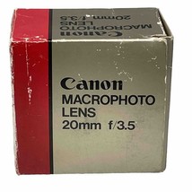 CANON MACRO PHOTO LENS 20mm 3.5 &amp; FD ADAPTER &amp; CASE, ORIGINAL BOX - £146.26 GBP