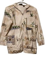 Chico&#39;s Notations light jacket size M/8 (1 in Chico&#39;s sizing) Zoo Monkey Giraffe - $14.84