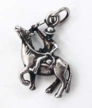 Vintage Solid Sterling Silver Buffalo Bill Charm Pendant - £13.99 GBP