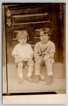 RPPC Cute Kids On Door Step Real Photo c1918 Postcard S27 - £7.95 GBP