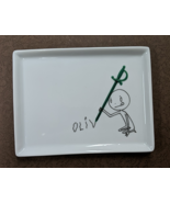 Crate &amp; Barrel Oliver Appetizer Plate, Cocktail Sword Writing, 5&#39;&#39;x6.5&#39;&#39;... - $17.81
