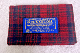 Vintage Pendleton Wool Bifold Credit Card Wallet Red Tartan Plaid 4” X 2... - $18.32