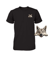 Funny Norwegian Elkhound Dog Peeking Pocket Tshirt Cute Puppy Dog Lover ... - $18.36+