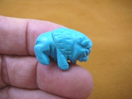 (Y-BUF-506) little 1&quot; blue Howlite wild BUFFALO BISON gemstone carving F... - £6.75 GBP