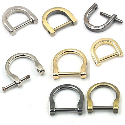 Bluemoona 5 Pcs - 10mm Metal Dee Ring Screw Detachable Belt Webbing Bag Buckle D
