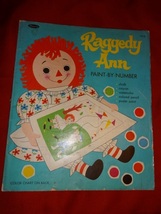 RAGGEDY ANN paint-by-number book 1969 + plastic plate + CAMEL CAKE TOPPE... - $15.00