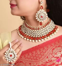 Kundan Bridal Jewelry Set Choker Necklace Earrings Dulhan Party Wedding Wear14 - £16.05 GBP