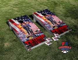 American Flag Trump Tank 2024 Cornhole Board Vinyl Wrap Skins Laminated ... - $53.99