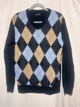 Whipper In Argyle V Neck Black Blue Pullover Men&#39;s SZ M Sweater A91 - $14.84