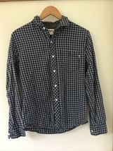 Brooklyn Industries Navy Blue Checkered Plaid Button Up Flannel Shirt Sm... - £23.58 GBP