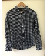 Brooklyn Industries Navy Blue Checkered Plaid Button Up Flannel Shirt Sm... - £23.69 GBP