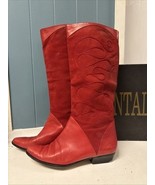 Vintage 80’s CHANTAL LILLY Red  leather suede boots Women’s size 7.5 N I... - $69.29