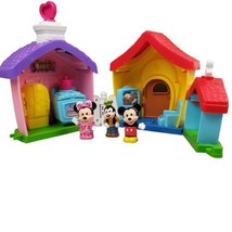 Fisher Price Little People Disney Mickey Mouse 3 Figure Lot &amp; House Clubhouse 2 - £13.99 GBP