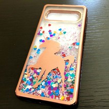 For Samsung Galaxy S10 - Rubber Waterfall Liquid Glitter Case Rose Gold Unicorn - £14.38 GBP