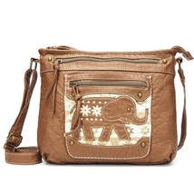 Annmouler Brand Women Shoulder Bag Soft Leather Crossbody Bag Elephant Patchwork - £36.48 GBP
