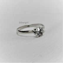 Clear Silver Plate 5 mm CZ Ring Size 7 - £10.55 GBP