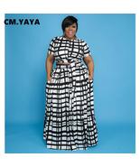 Plus Size Plaid Tie Up T-shirt and Maxi Skirts Two Piece Set - £52.34 GBP