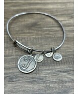 Alex &amp; Ani Silver Tone Initial T Recycle Flag Charm Bracelet KG JD - $405.18 MXN