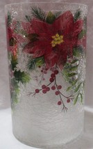 Yankee Candle Crackle Large Jar Holder J/H Poinsettia Frosted Clear Crackle - $73.82